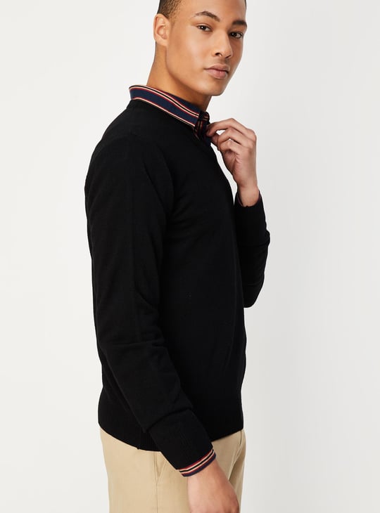 Men Slim Fit Solid Sweater