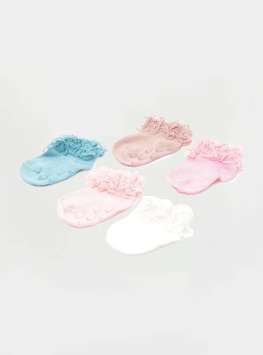 Girls Lace Ankle-Length Socks - Pack of 5