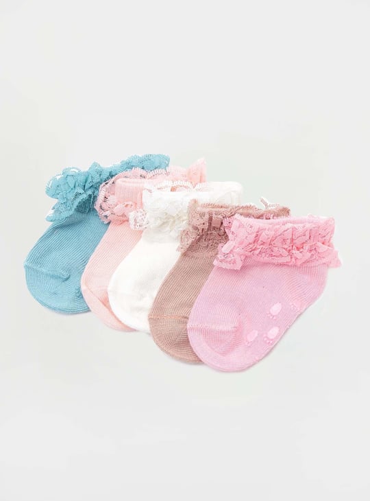 Girls Lace Ankle-Length Socks - Pack of 5