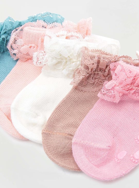 Girls Lace Ankle-Length Socks - Pack of 5