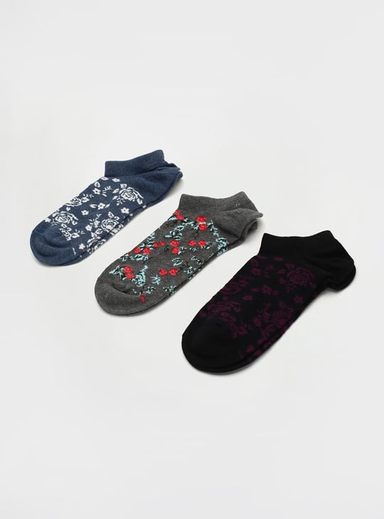 Women Floral Printed Ankle-Length Socks - Pack of 3