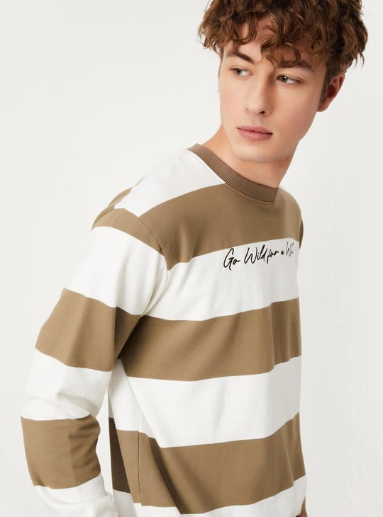 Men Striped Crew Neck Sweatshirt