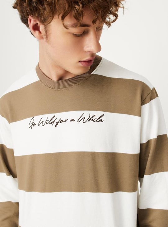 Men Striped Crew Neck Sweatshirt