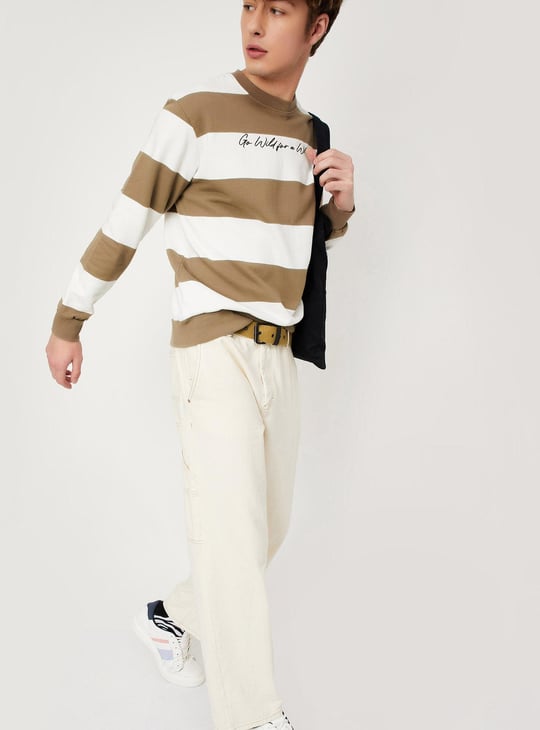 Men Striped Crew Neck Sweatshirt