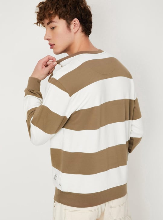 Men Striped Crew Neck Sweatshirt