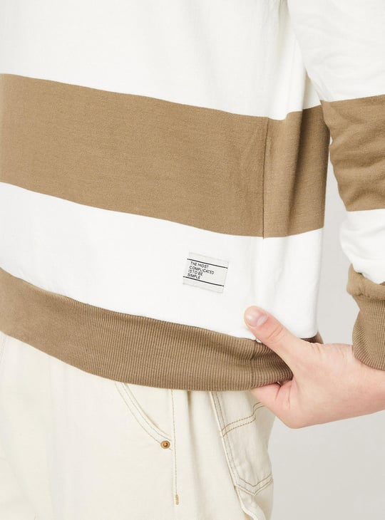 Men Striped Crew Neck Sweatshirt