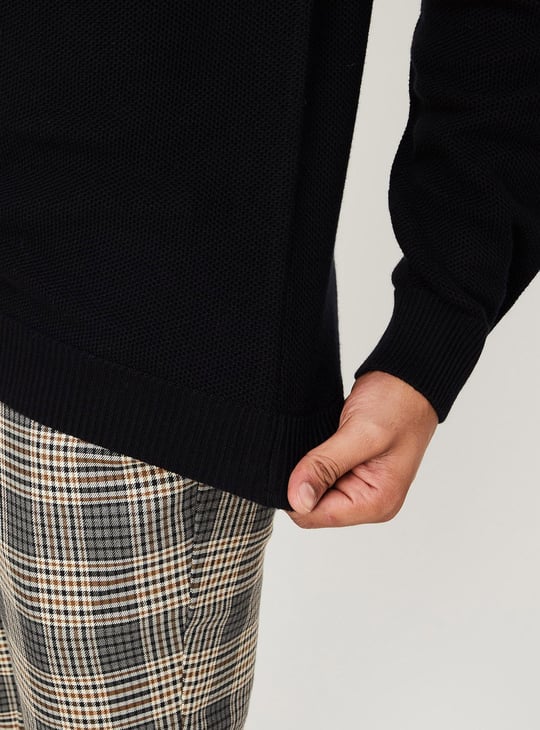 Men Knitted Mock Collar Sweater