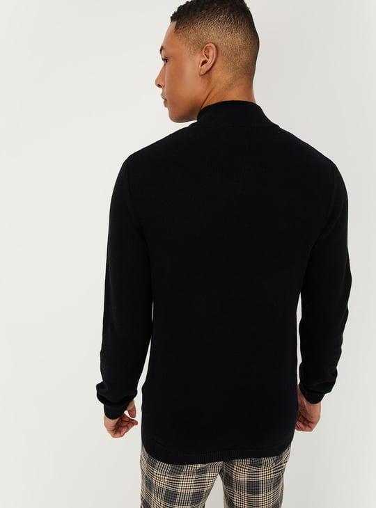 Men Knitted Mock Collar Sweater