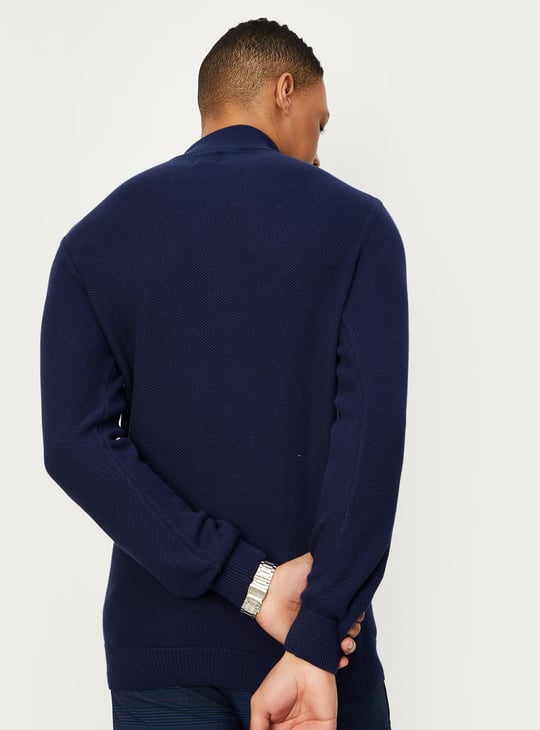 Men Knitted Mock Collar Sweater