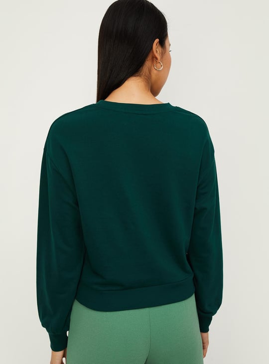 Women Solid Drop Shoulder Sweatshirt