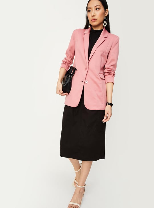 Women Solid Knit Blazer