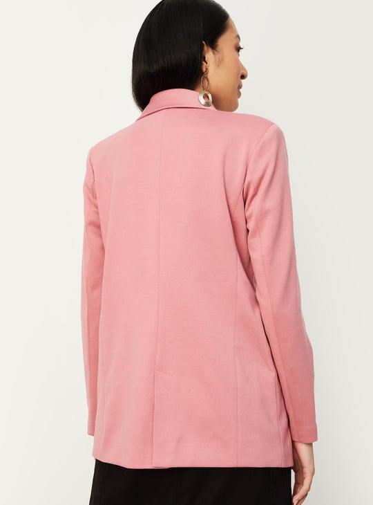 Women Solid Knit Blazer