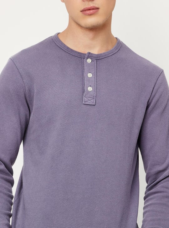 Men Textured Henley Neck T-shirt