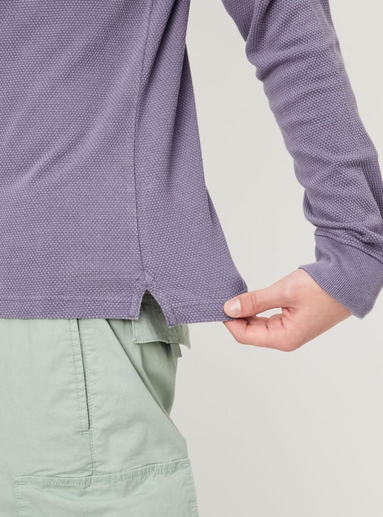 Men Textured Henley Neck T-shirt