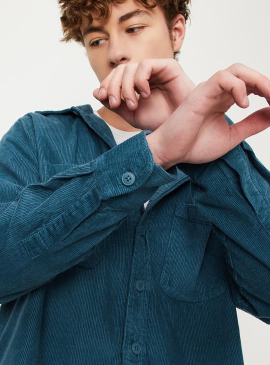Men Relaxed Fit Corduroy Shirt