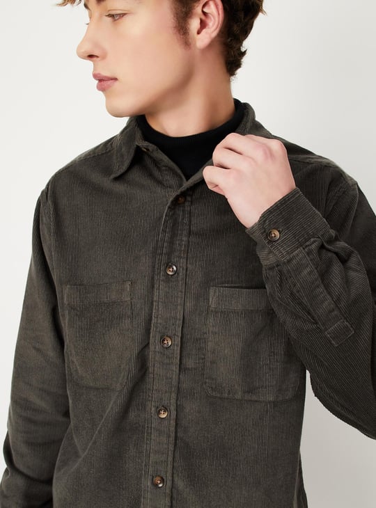 Men Relaxed Fit Corduroy Shirt