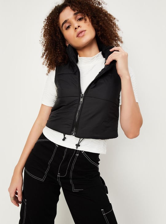 Women Cropped Sleeveless Puffer Jacket