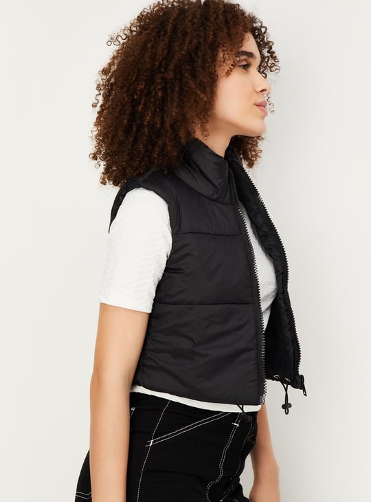 Women Cropped Sleeveless Puffer Jacket
