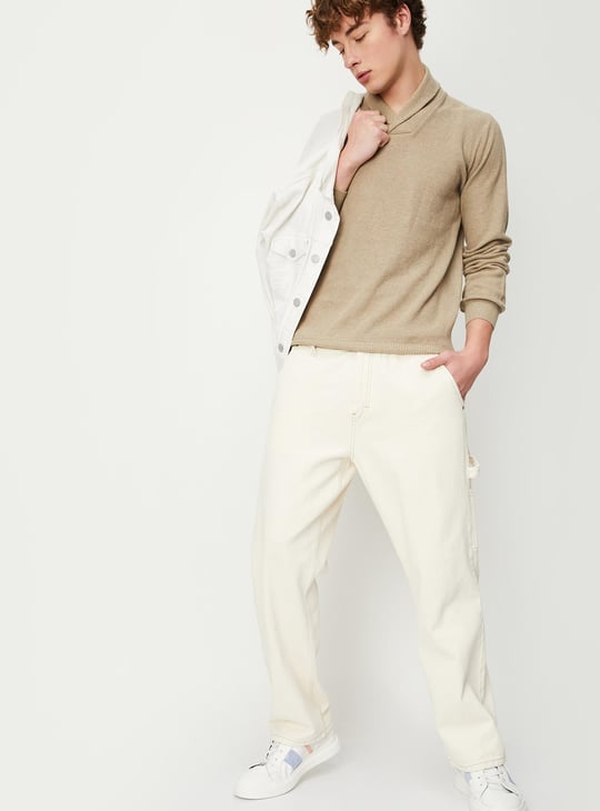 Men Knitted Shawl Collar Sweater