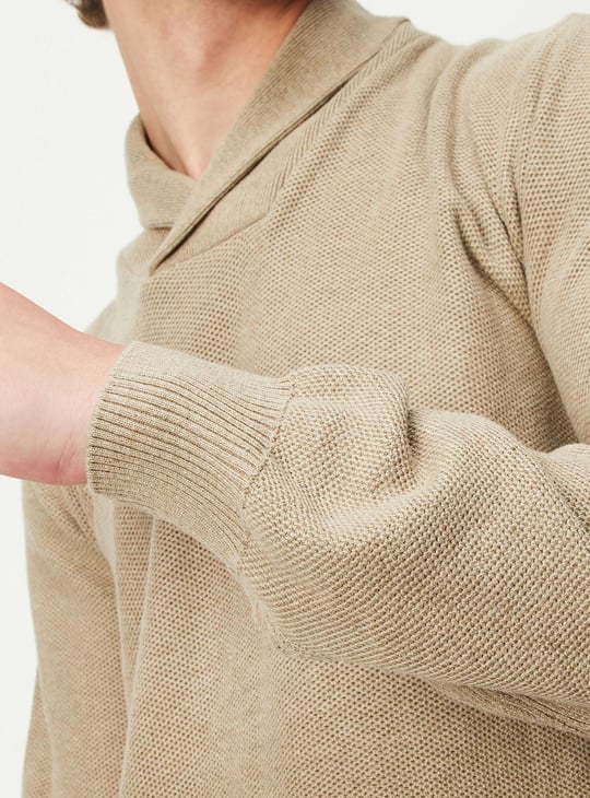 Men Knitted Shawl Collar Sweater