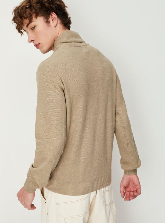 Men Knitted Shawl Collar Sweater