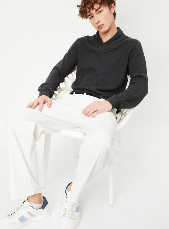 Men Knitted Shawl Collar Sweater