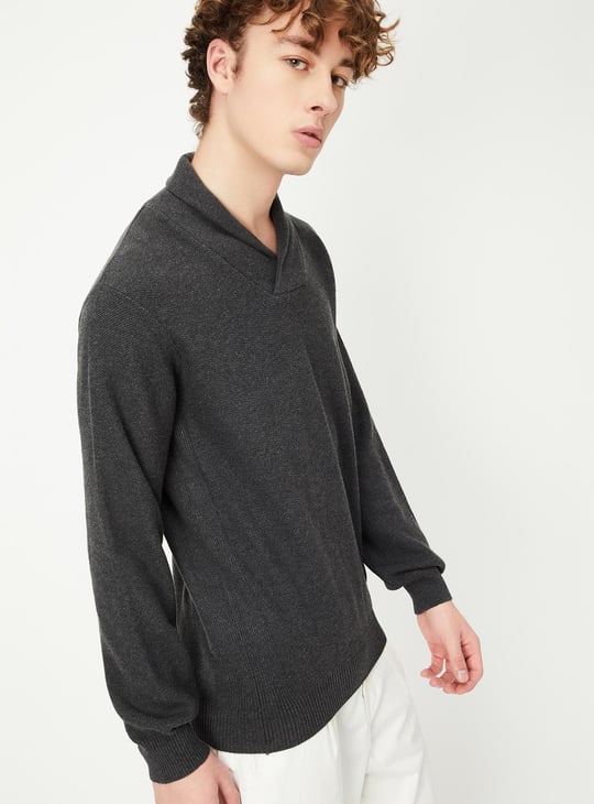 Men Knitted Shawl Collar Sweater