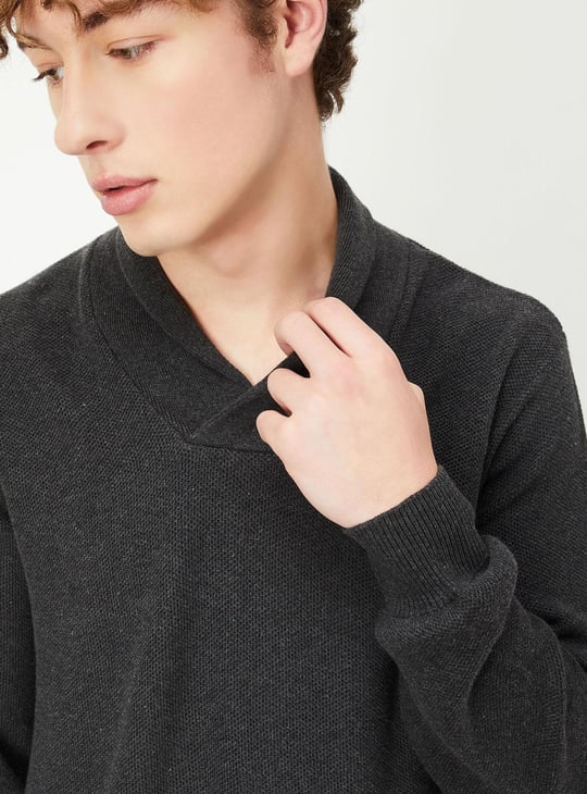 Men Knitted Shawl Collar Sweater