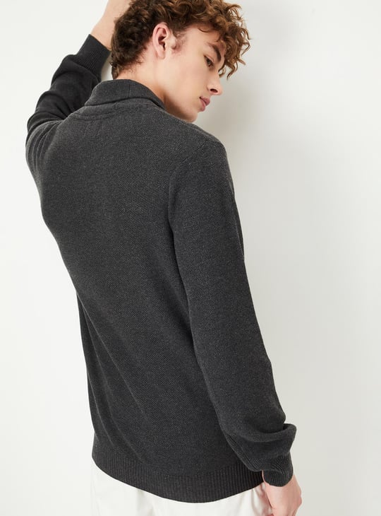 Men Knitted Shawl Collar Sweater