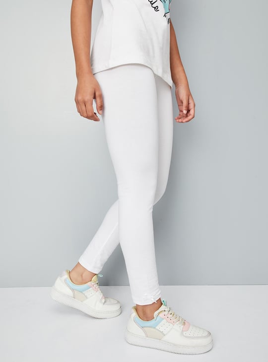 Girls Solid Full-Length Leggings