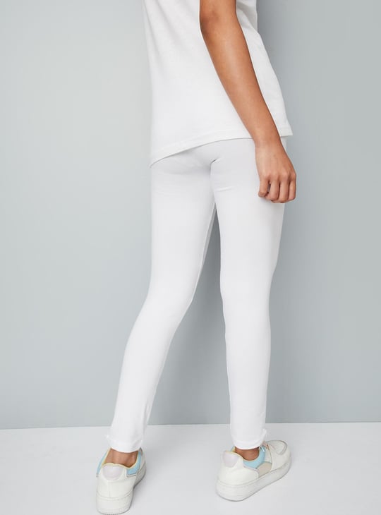 Girls Solid Full-Length Leggings