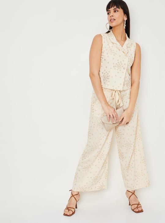 Women Embellished Notched Collared Crop Top