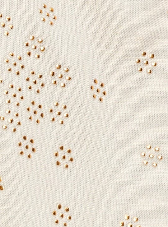 Women Embellished Notched Collared Crop Top