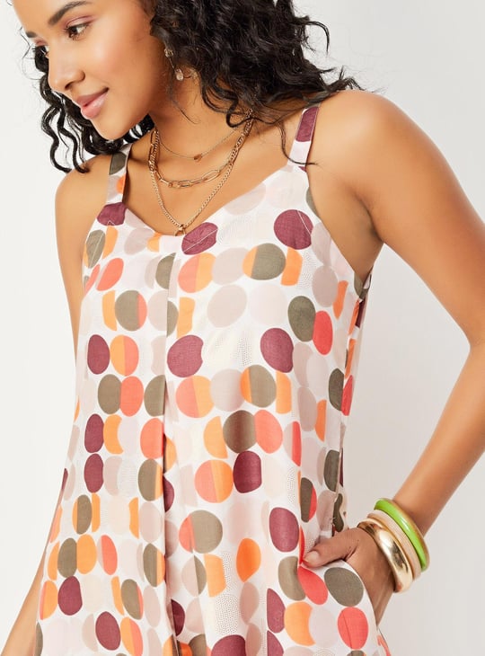 Women Polka Dot Printed Asymmetric Hem Dress