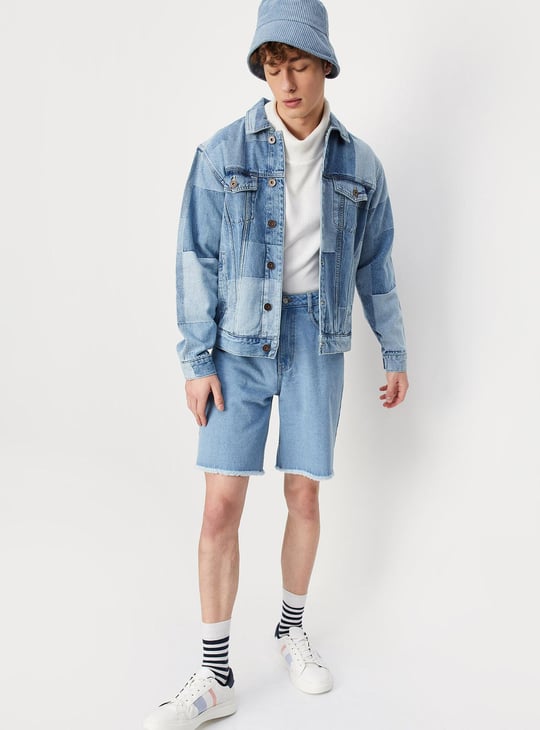 Men Colourblock Denim Jacket