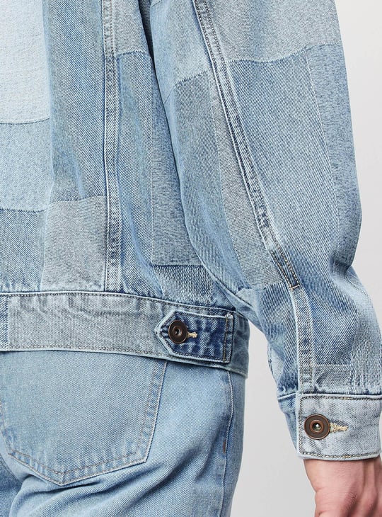 Men Colourblock Denim Jacket