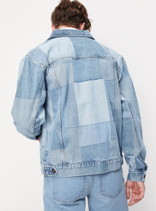 Men Colourblock Denim Jacket