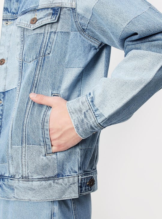 Men Colourblock Denim Jacket