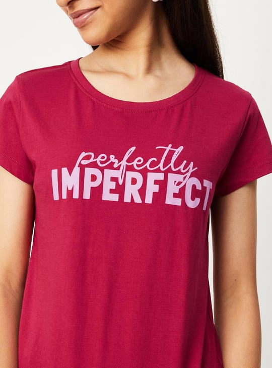 Girls Typographic Printed Pure Cotton T-shirt