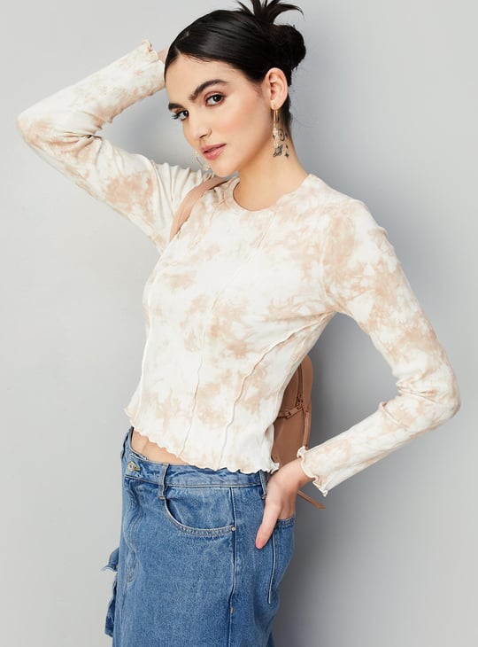 Women Lettuce Hem Ribbed Top