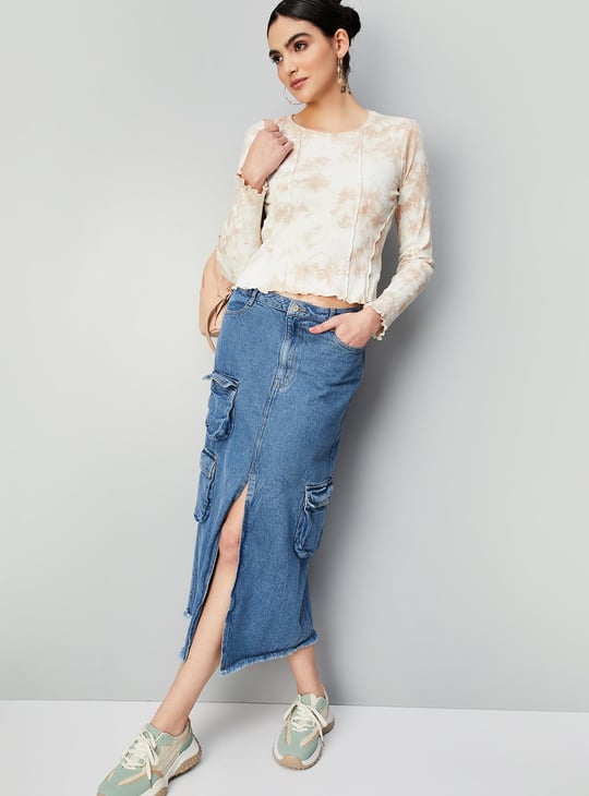 Women Lettuce Hem Ribbed Top