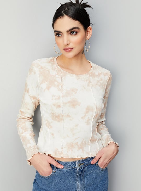 Women Lettuce Hem Ribbed Top