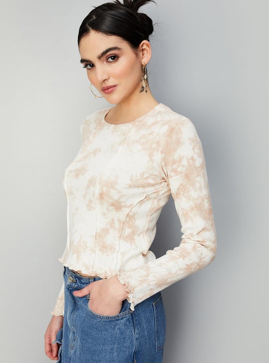 Women Lettuce Hem Ribbed Top
