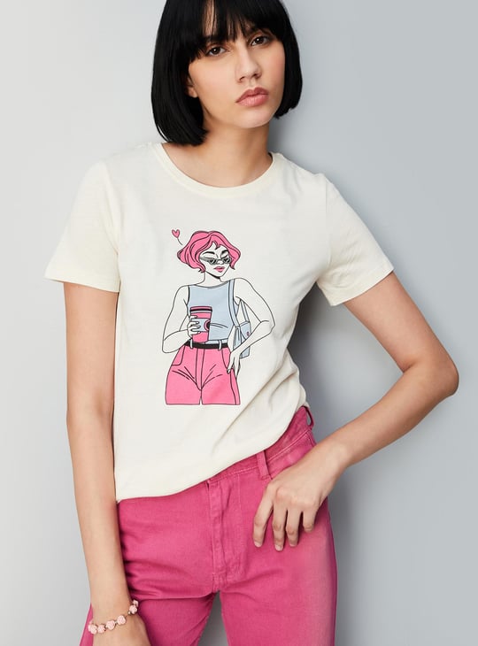 Women Graphic Printed Round Neck T-shirt