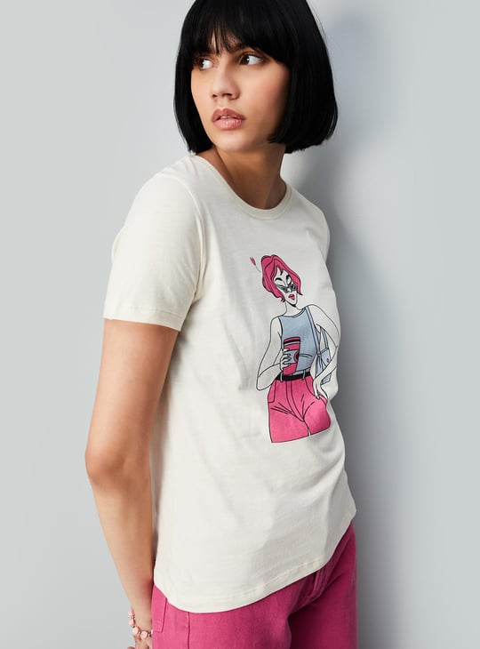Women Graphic Printed Round Neck T-shirt