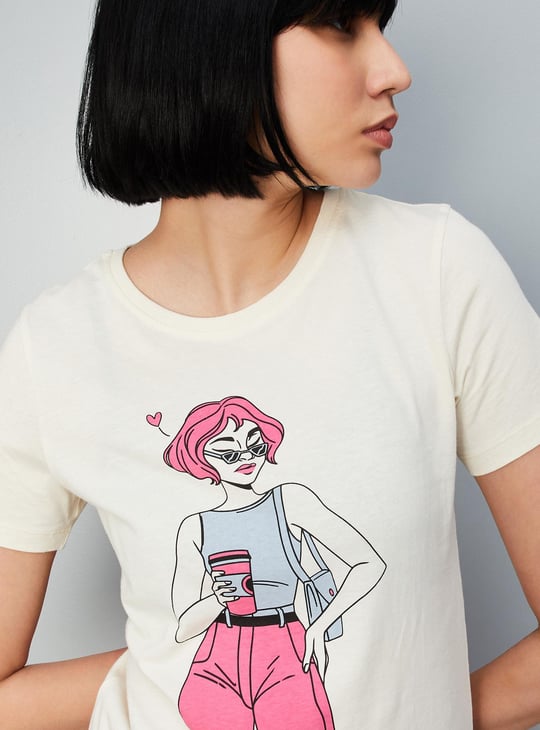 Women Graphic Printed Round Neck T-shirt