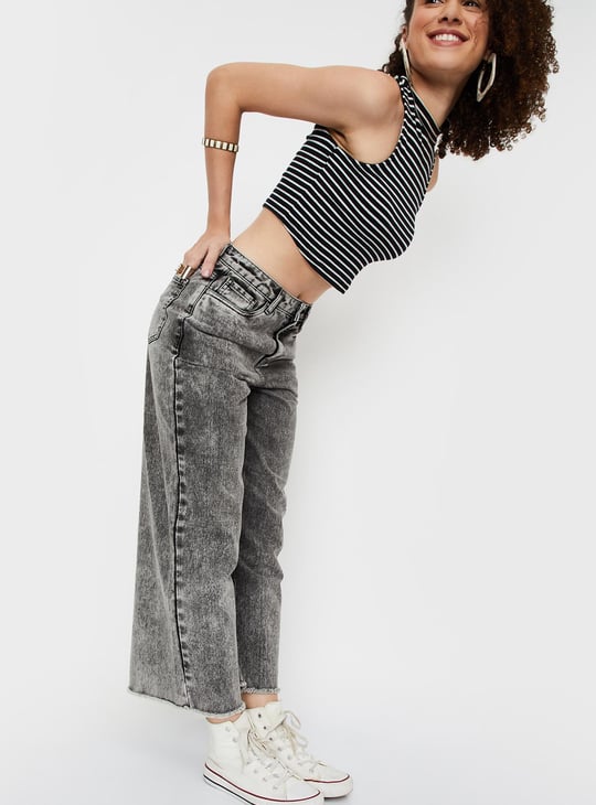 Women Washed Wide Leg Jeans