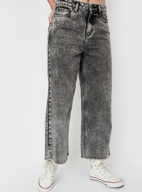 Women Washed Wide Leg Jeans
