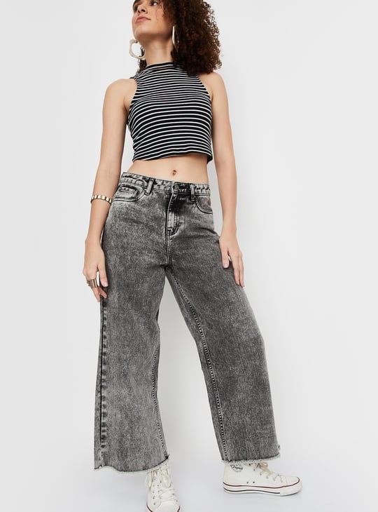 Women Washed Wide Leg Jeans