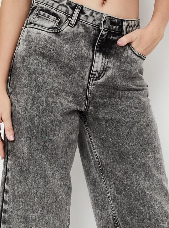 Women Washed Wide Leg Jeans